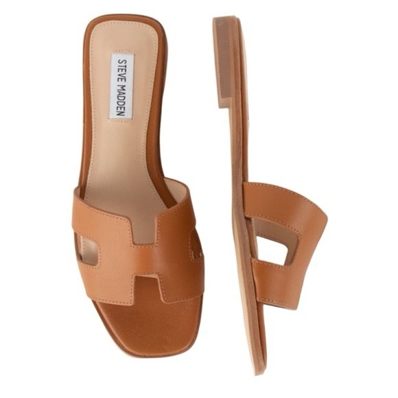 STEVE MADDEN • Hadyn Cognac Sandals Shoe Similar to Hermès Oran Slides - Picture 8 of 9